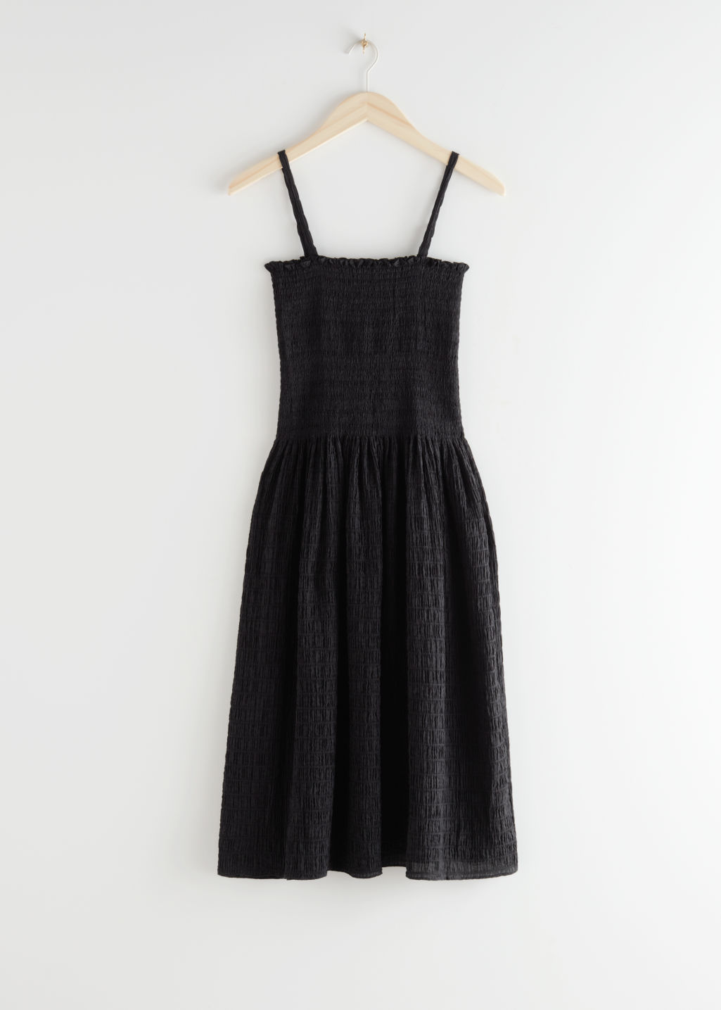 Smocked Midi Dress - Black - Midi dresses - & Other Stories