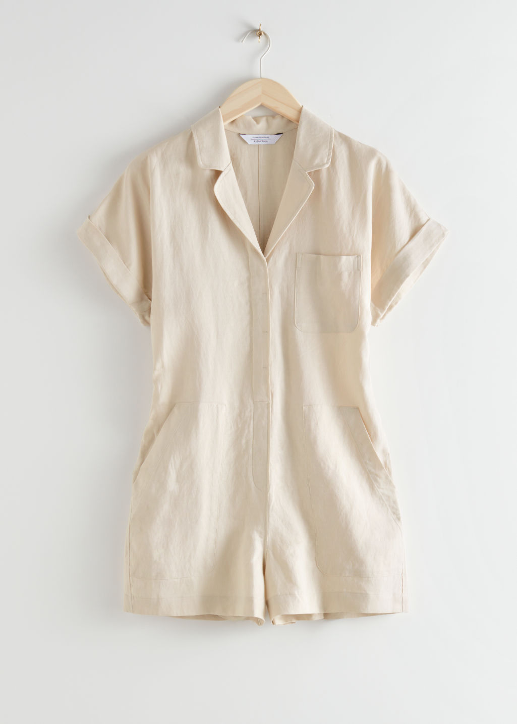 Boxy Lyocell Linen Blend Playsuit - Light Beige - Jumpsuits & Playsuits - & Other Stories