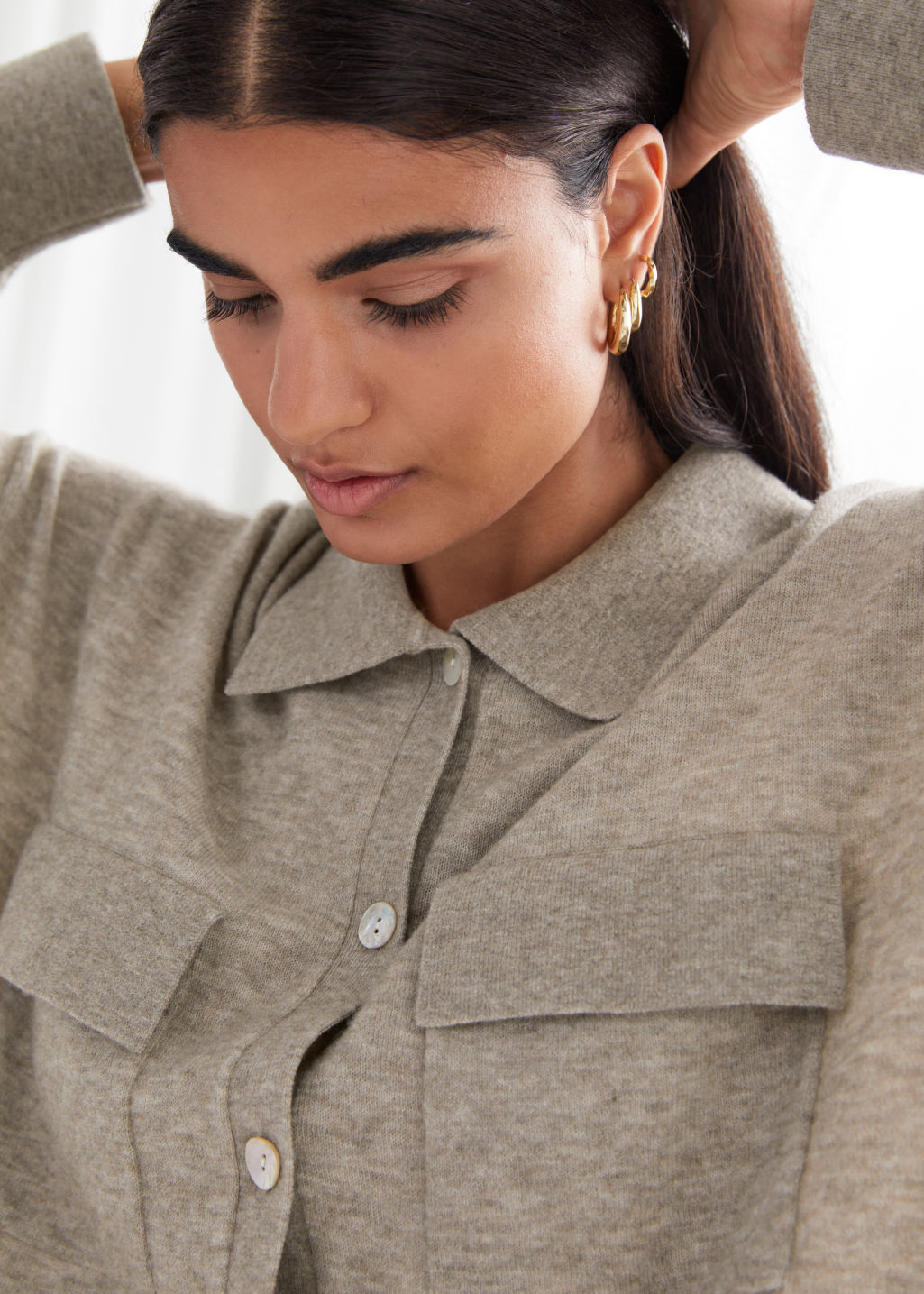 Oversized Wool Blend Shirt - Grey - Shirts - & Other Stories - Click Image to Close