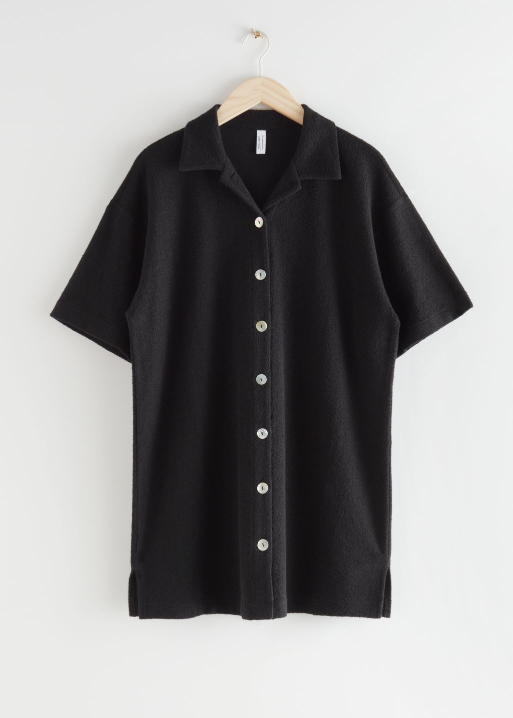 Oversized Buttoned Shirt Dress - Black - Mini dresses - & Other Stories