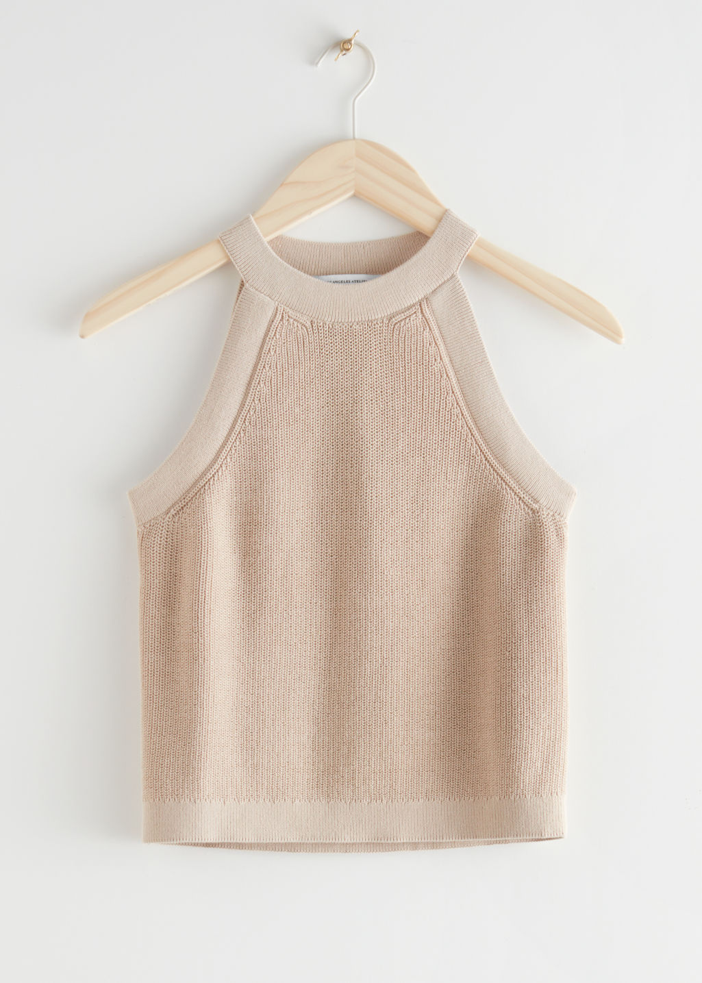 Fitted Halter Knit Top - Beige - Tanktops & Camisoles - & Other Stories