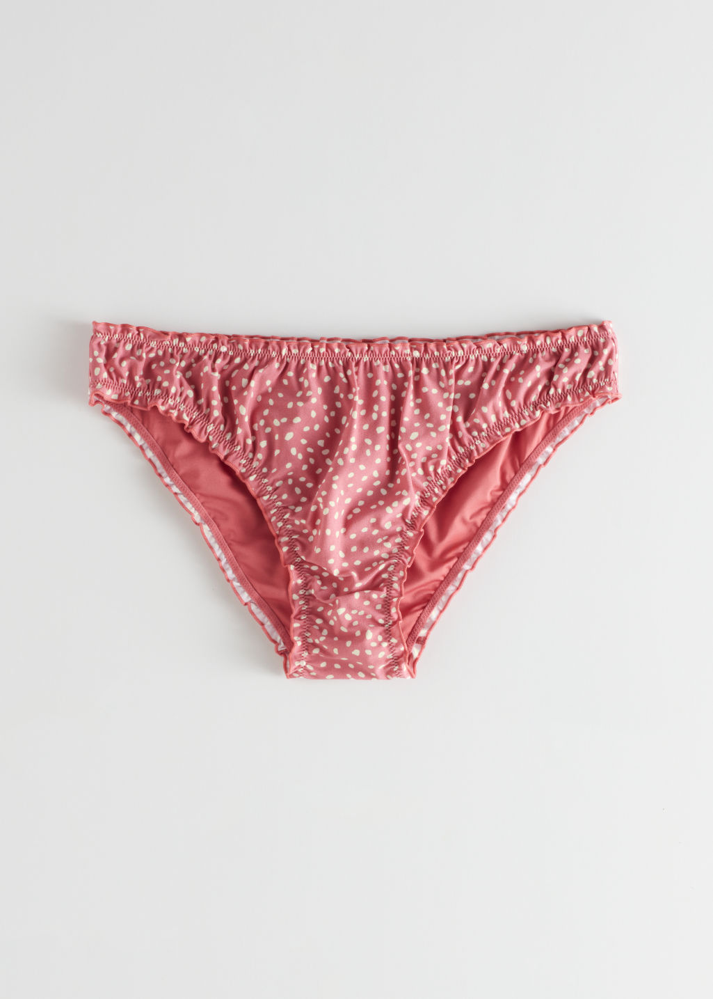 Ruffle Trim Dotted Bikini Briefs - Pink Dots - Bottoms - & Other Stories