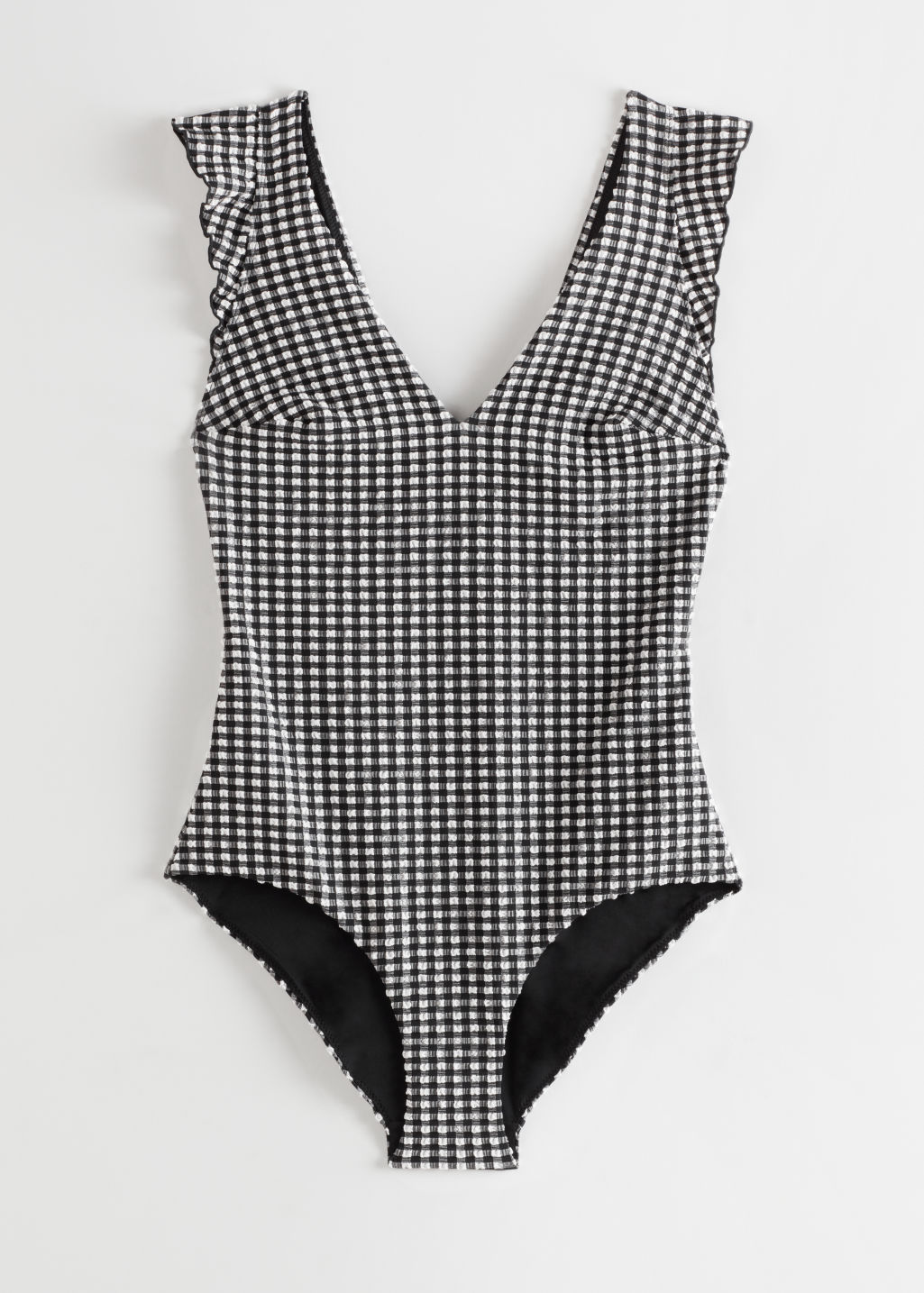 Gingham Seersucker Swimsuit - White Checks - Swimsuits - & Other Stories - Click Image to Close
