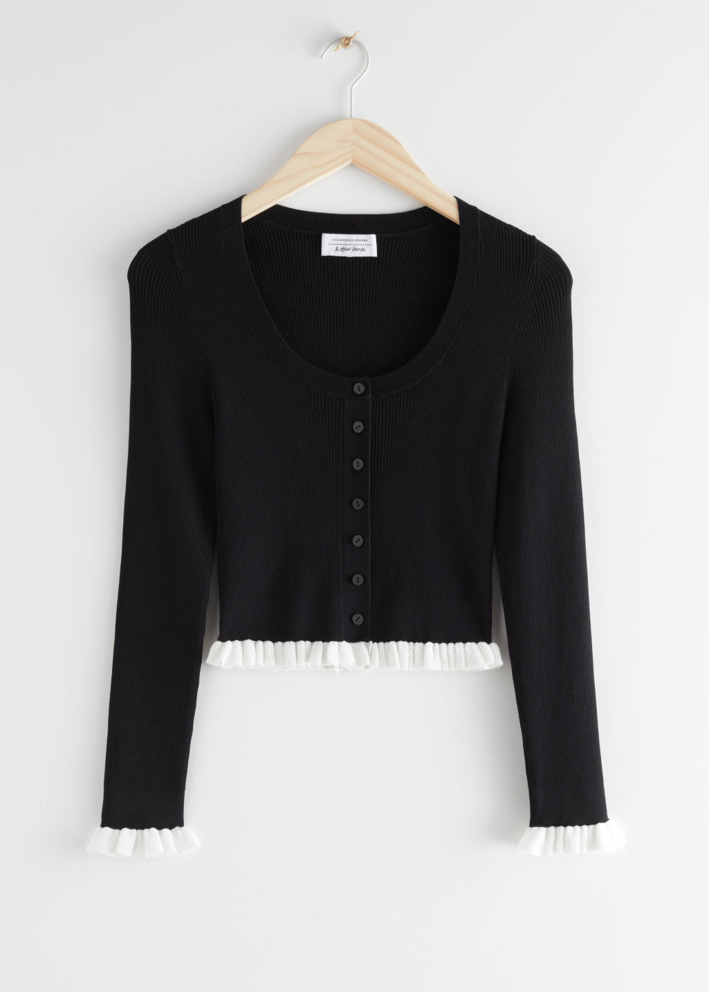 Fitted Button Up Ruffle Top - Black - Tops & T-shirts - & Other Stories