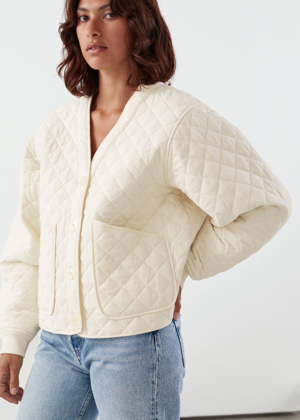 Boxy Quilted Jacket - Creme - Jackets - & Other Stories - Click Image to Close