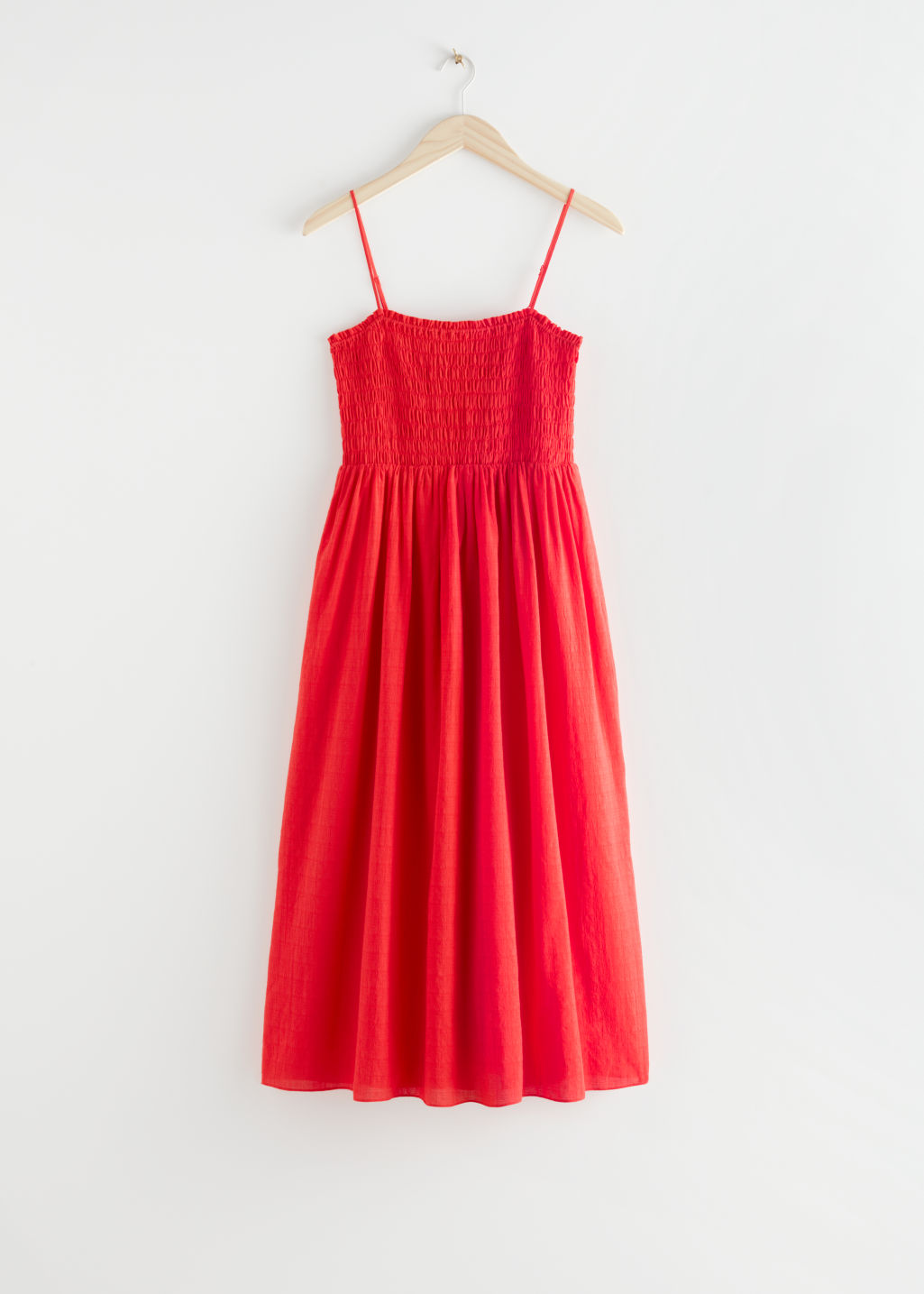 Smocked Midi Dress - Red - Midi dresses - & Other Stories