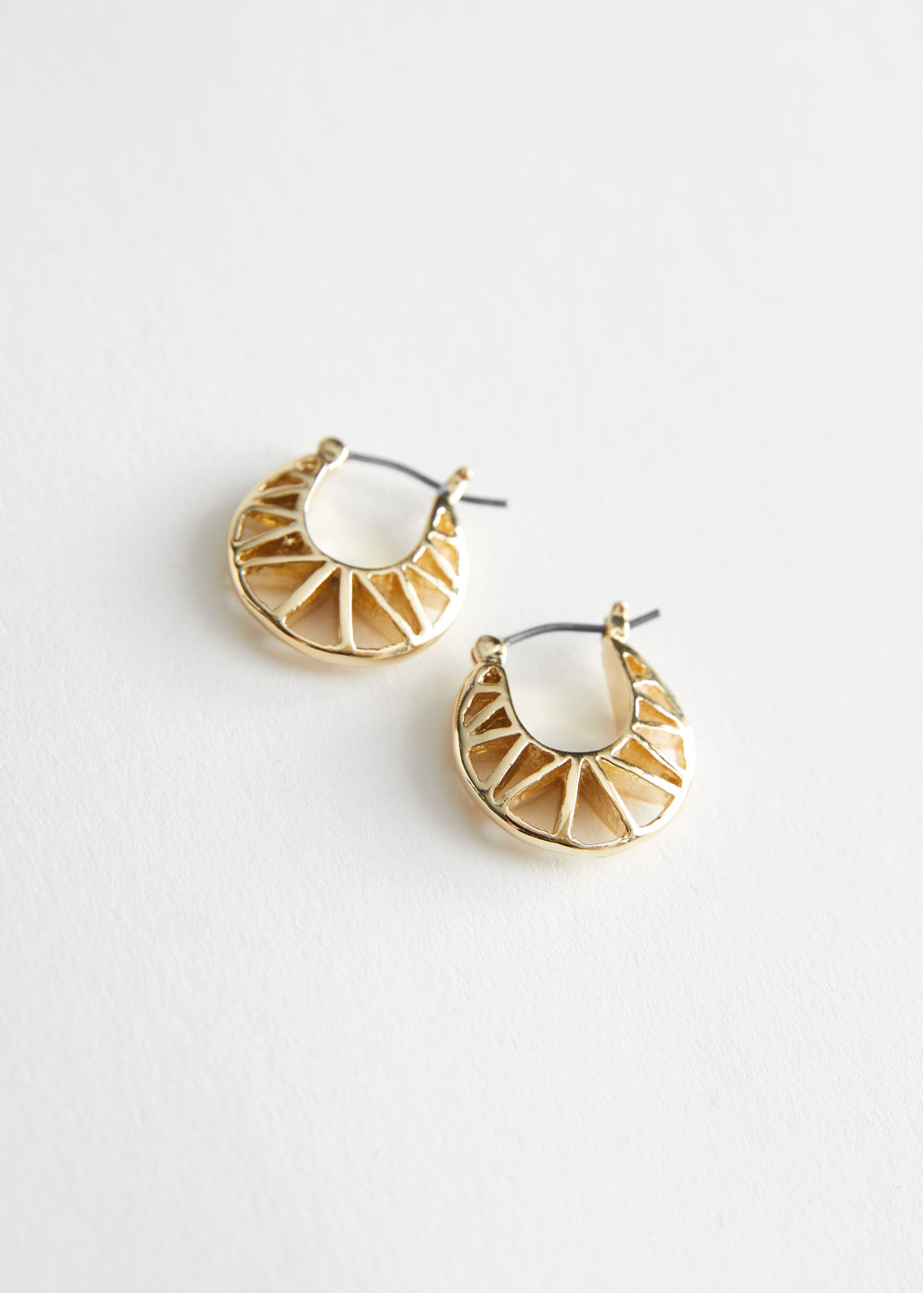 Cut Out Mini Hoop Earrings - Gold - Hoops - & Other Stories - Click Image to Close