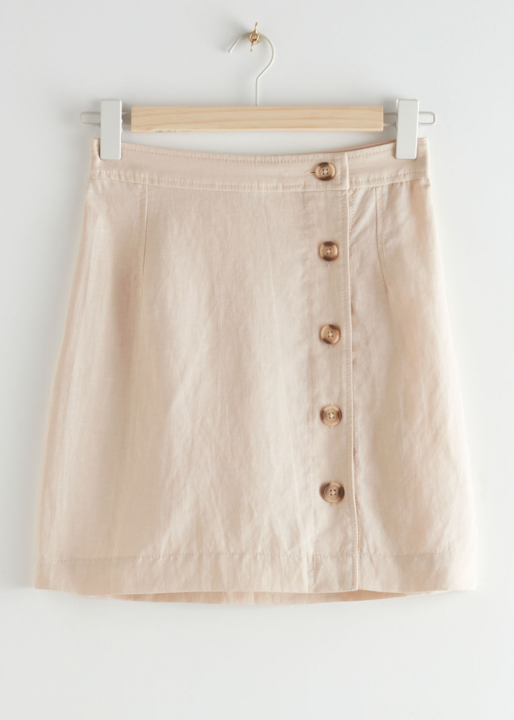 Front Button Mini Skirt - Beige - Mini skirts - & Other Stories