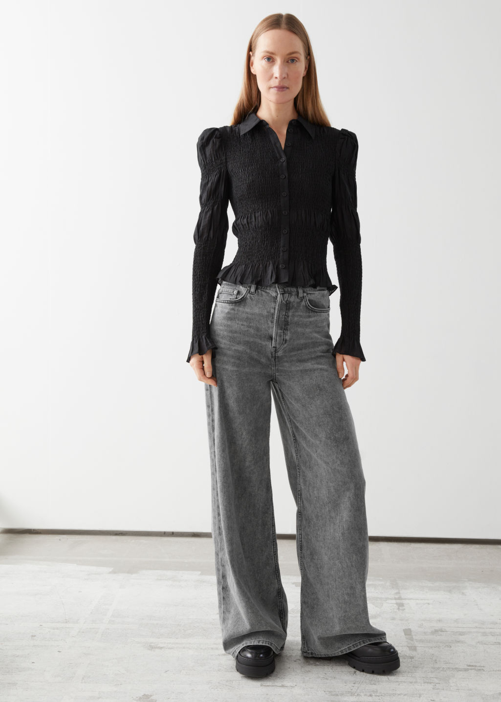 Wide High Waist Jeans - Grey - Jeans - & Other Stories