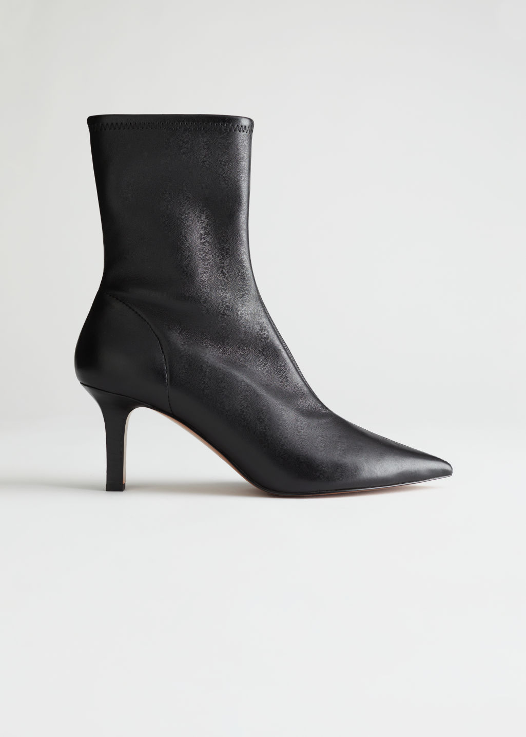 Pointed Leather Sock Boots - Black - Ankleboots - & Other Stories - Click Image to Close