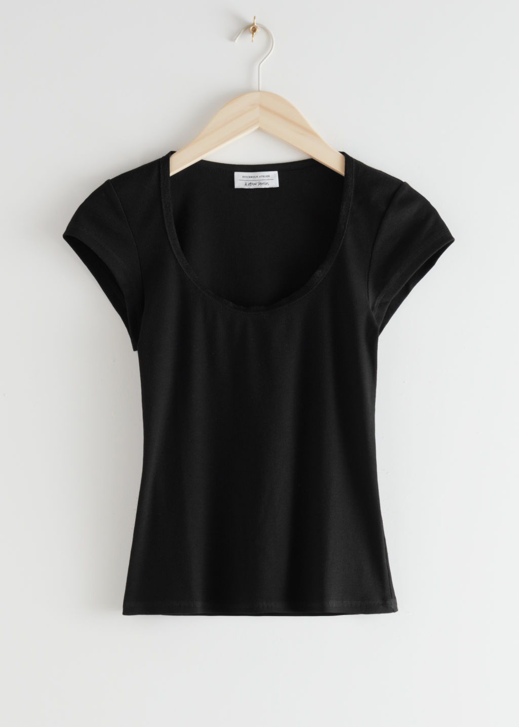 Fitted Scoop Neck T-Shirt - Black - Tops & T-shirts - & Other Stories - Click Image to Close