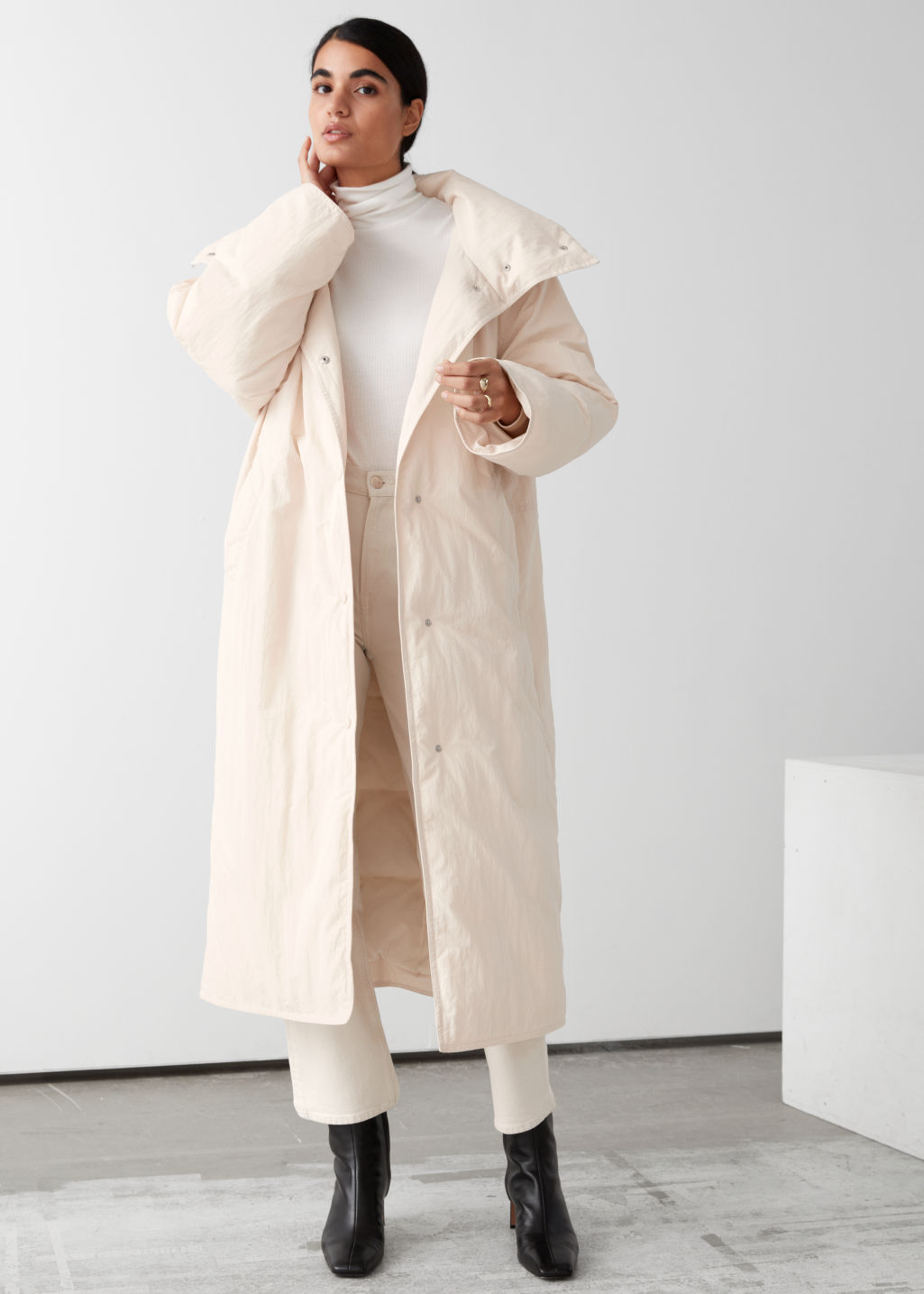 Oversized Boxy Long Puffer Jacket - White - Jackets - & Other Stories - Click Image to Close