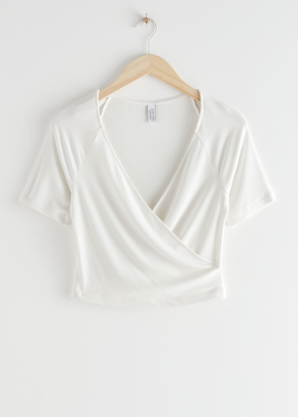 Ribbed Wrap Top - White - Tops & T-shirts - & Other Stories - Click Image to Close