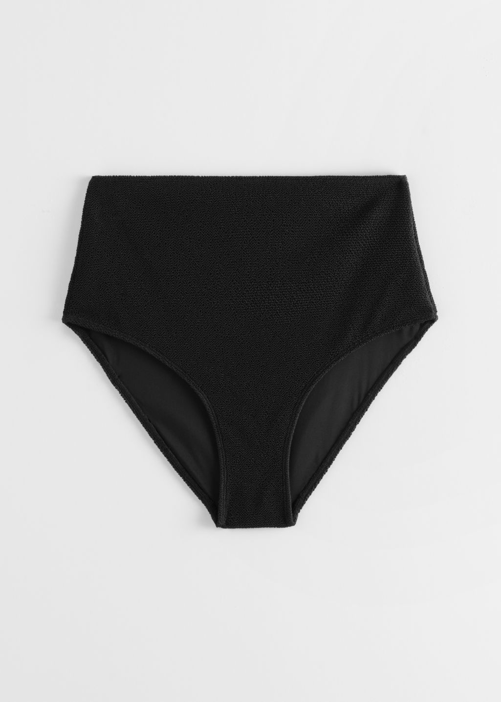 Textured High Waisted Bikini Briefs - Black - Bottoms - & Other Stories - Click Image to Close