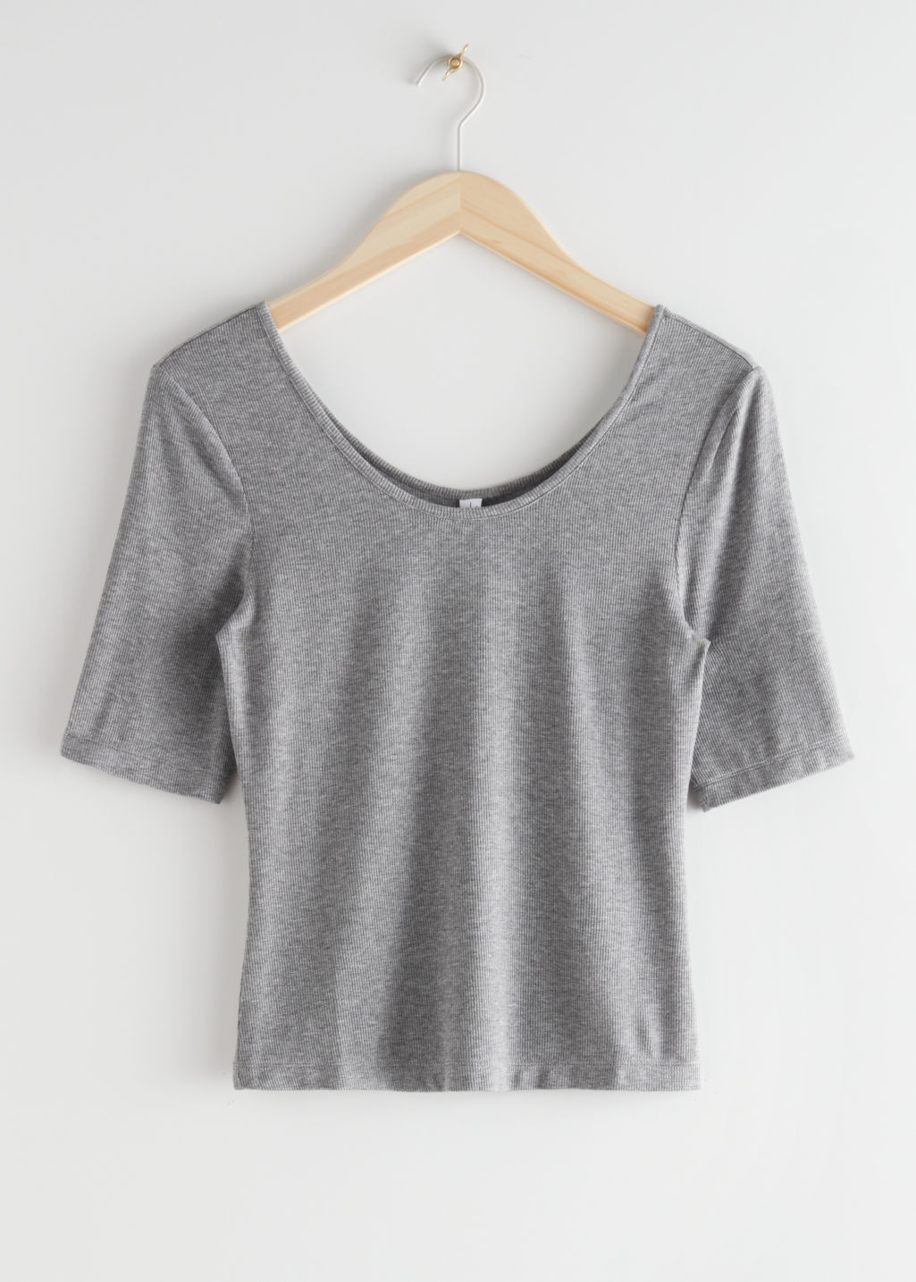 Scoop Neck Jersey T-Shirt - Grey - Tops & T-shirts - & Other Stories - Click Image to Close