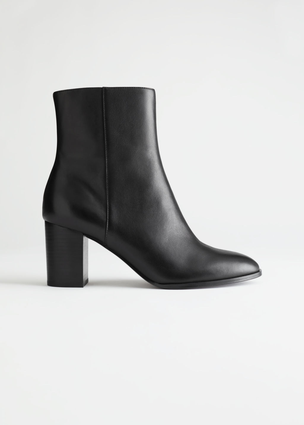 Almond Toe Leather Ankle Boots - Black - Ankleboots - & Other Stories