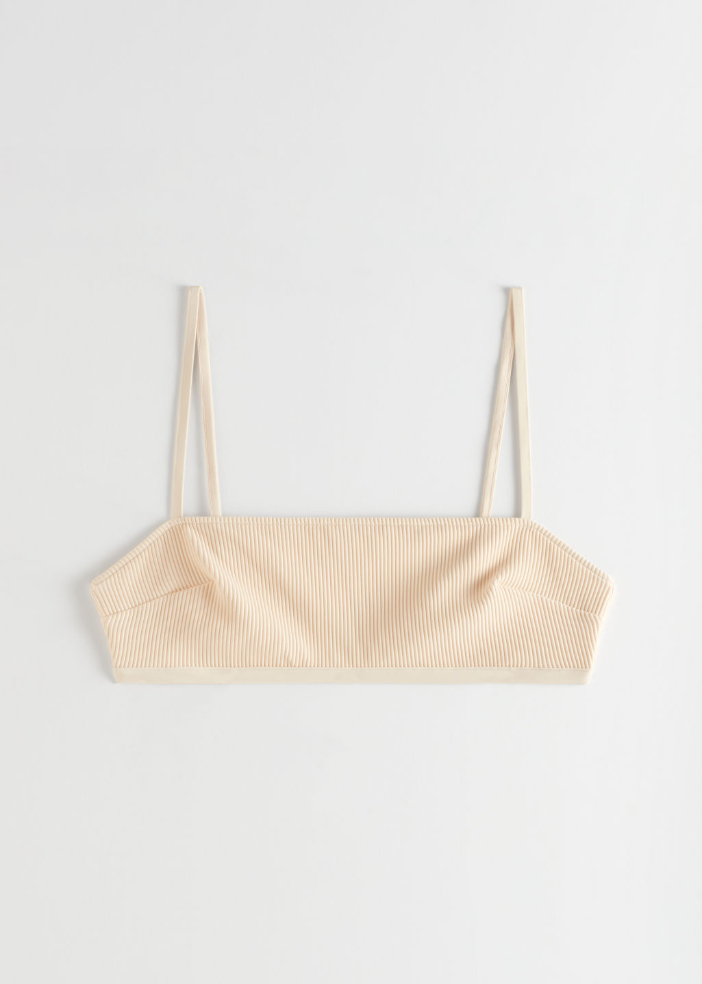 Ribbed Bandeau Bikini Top - Light Beige - Tops - & Other Stories