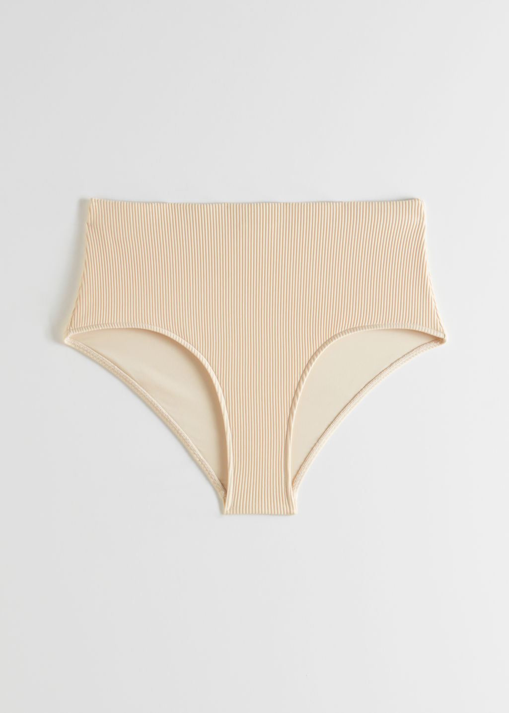 Ribbed High Waisted Bikini Briefs - Light Beige - Bottoms - & Other Stories - Click Image to Close