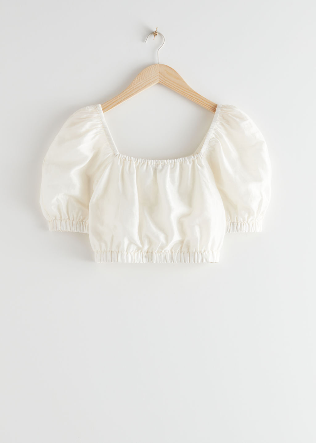 Puff Sleeve Crop Top - White - Tops - & Other Stories