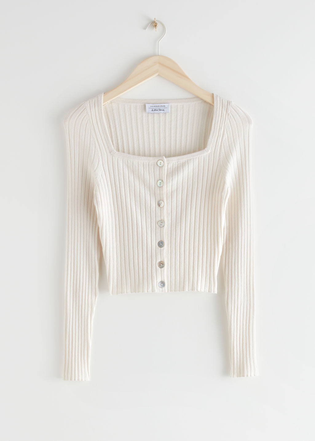 Ribbed Button Up Cardigan - White - Cardigans - & Other Stories