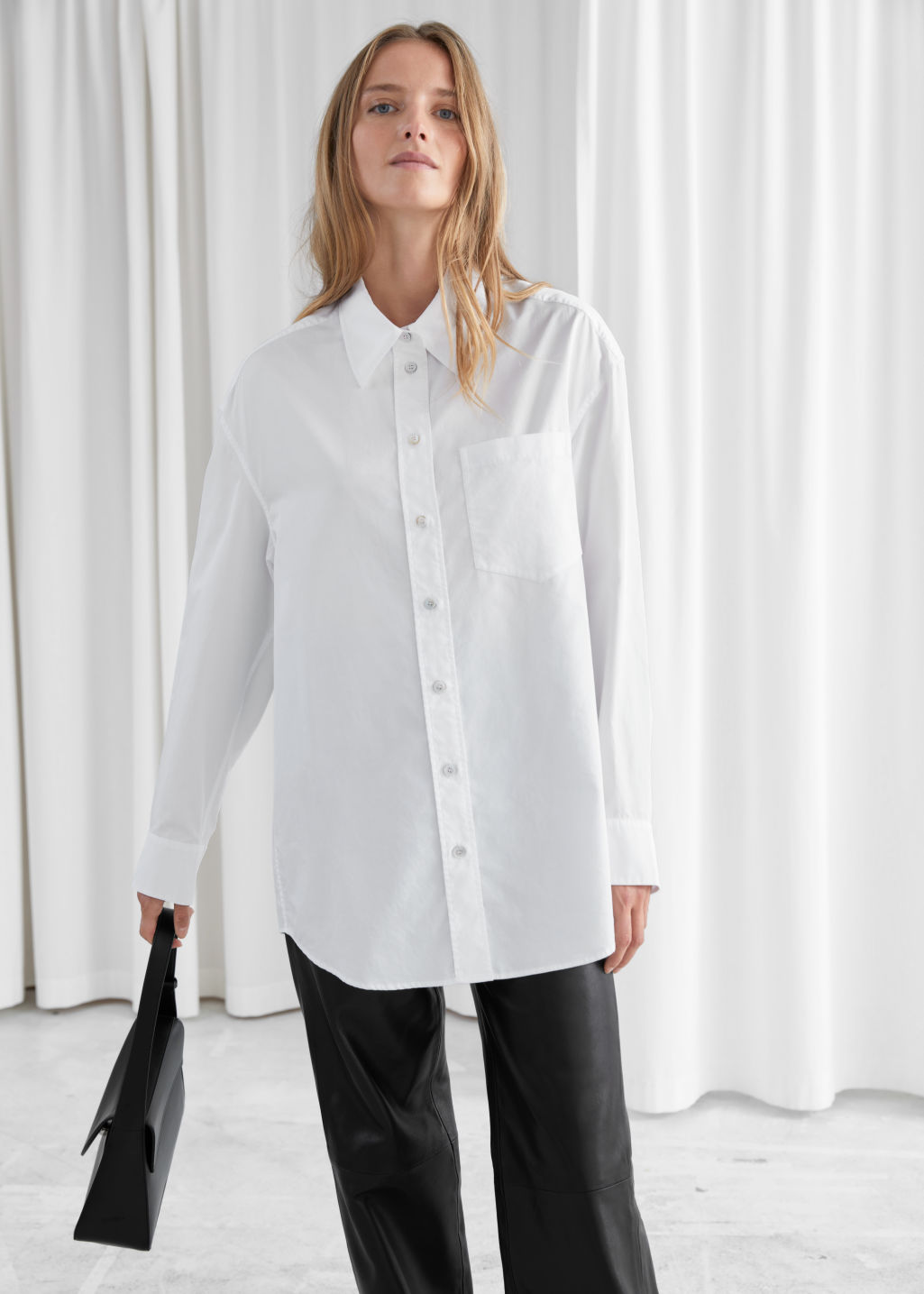 Oversized Voluminous Button Up Shirt - White - Shirts - & Other Stories - Click Image to Close