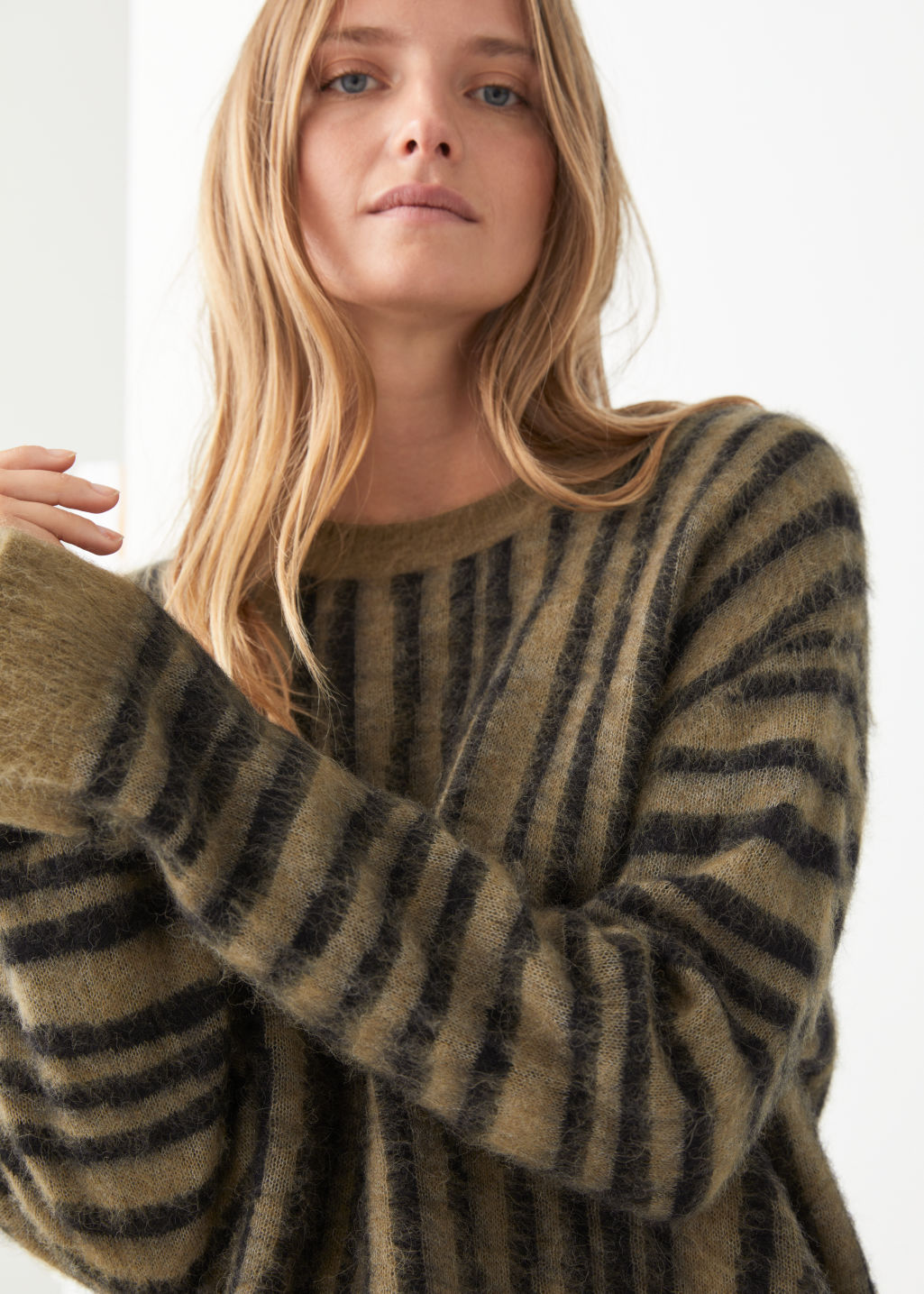 Fuzzy Knit Sweater - Black Stripes - Sweaters - & Other Stories