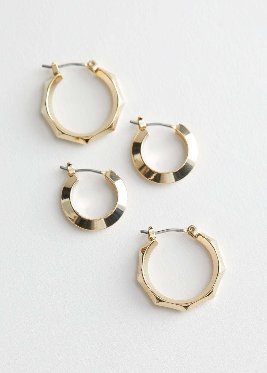 Embossed Edge Hoop Earrings Set - Gold - Hoops - & Other Stories - Click Image to Close