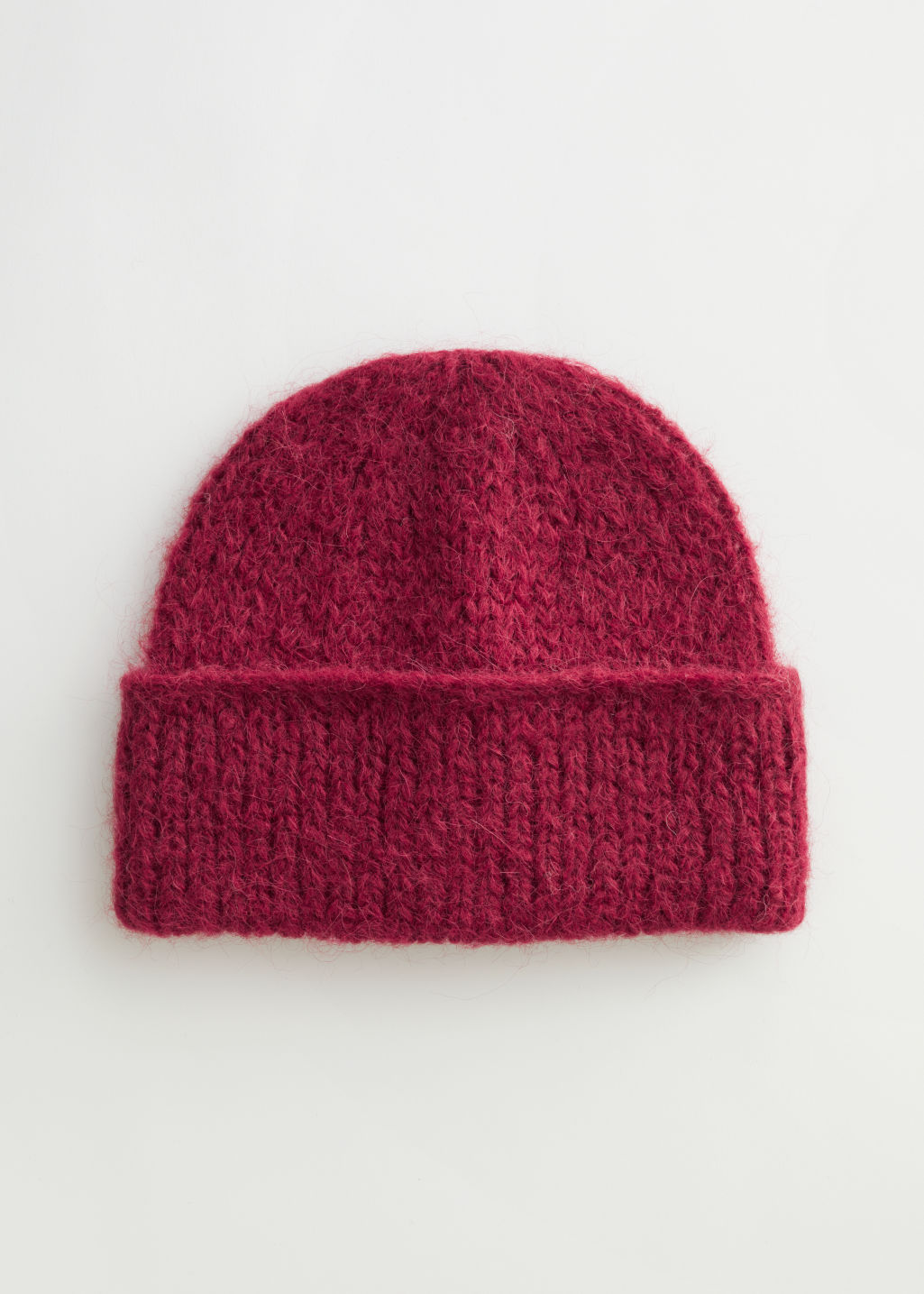Fuzzy Wool Blend Knitted Beanie - Light Burgundy - Beanies - & Other Stories - Click Image to Close