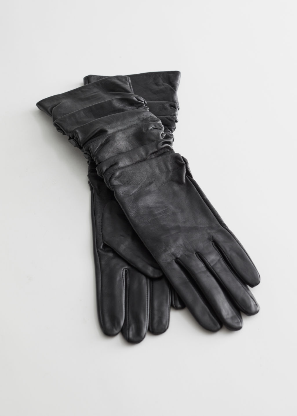 Ruched Leather Gloves - Black - Gloves - & Other Stories - Click Image to Close