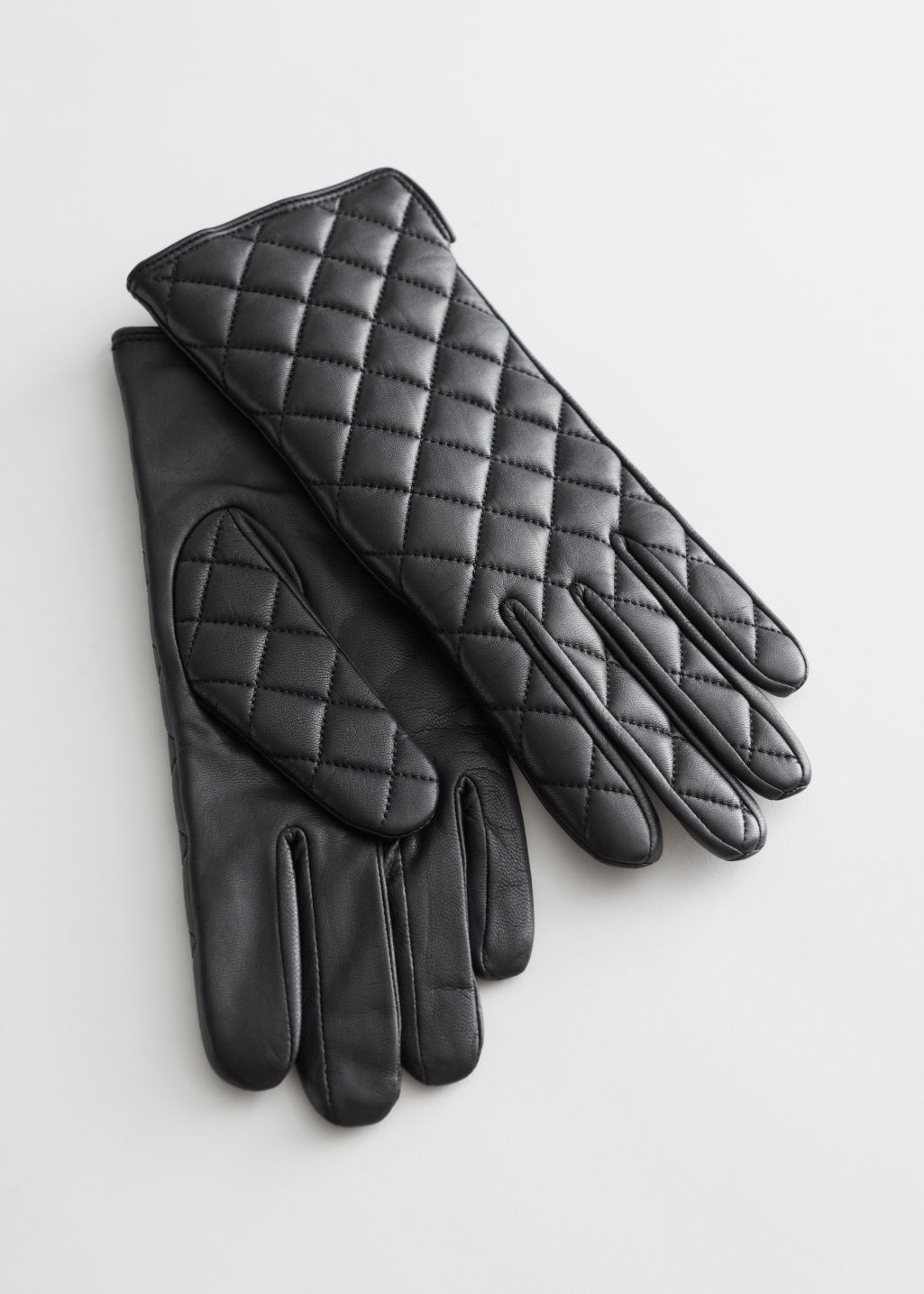 Quilted Leather Gloves - Black - Gloves - & Other Stories - Click Image to Close