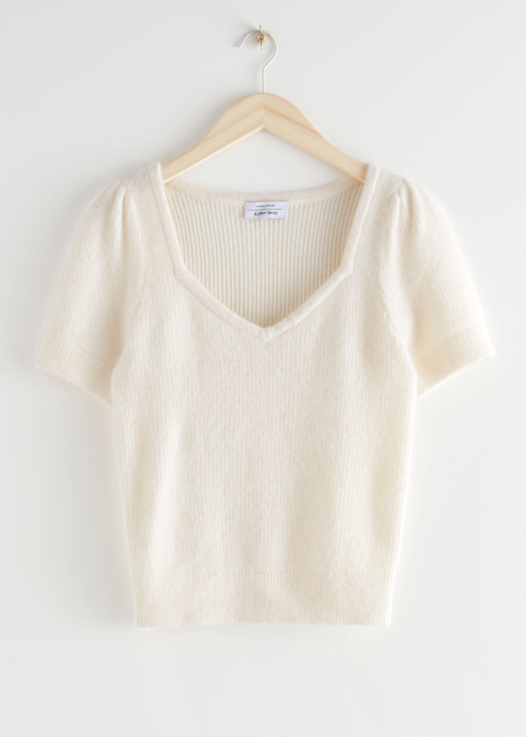 Sweetheart Neck Knit Sweater - Creme - Tops & T-shirts - & Other Stories