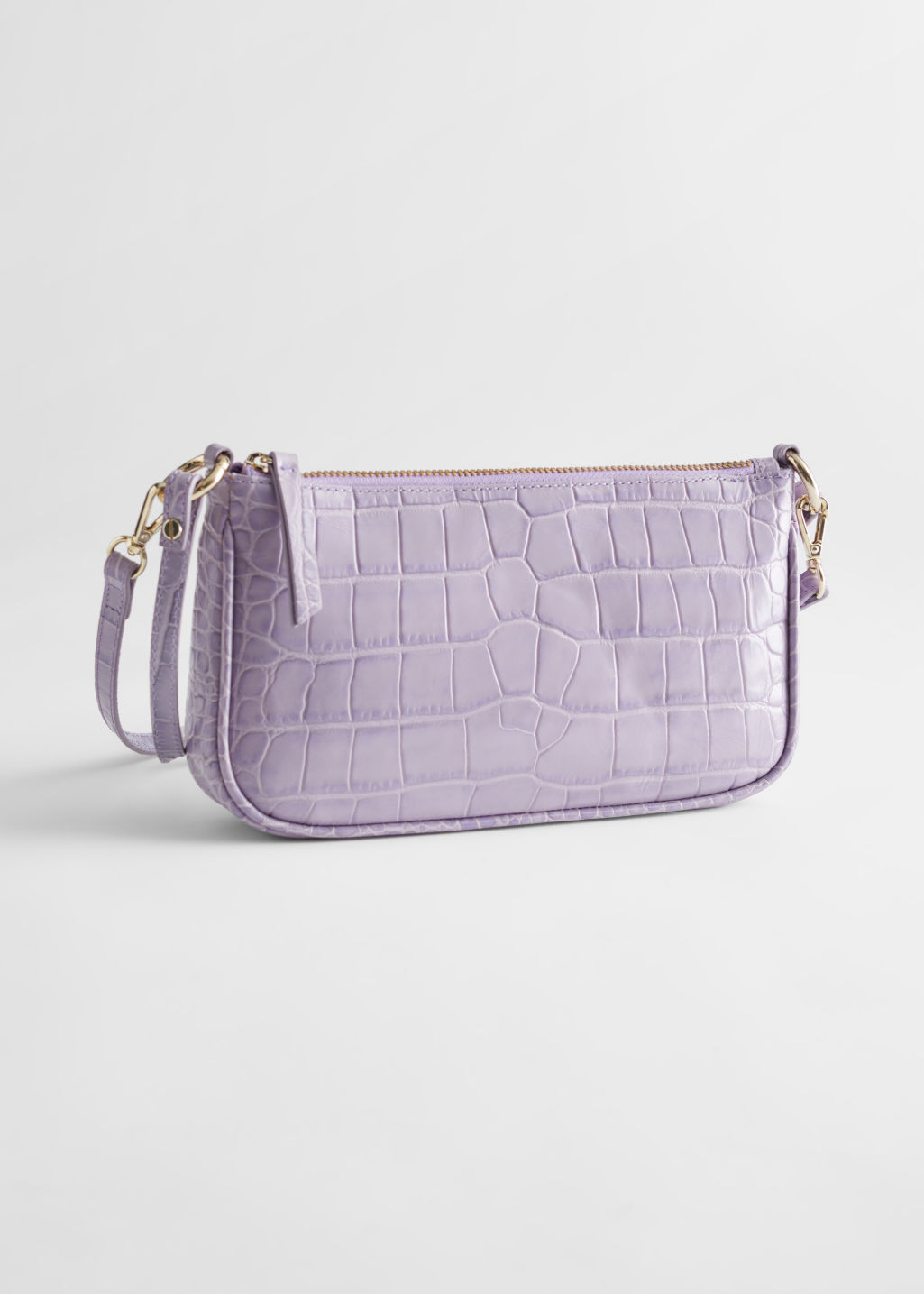 Croc Embossed Leather Shoulder Bag - Lilac - Shoulderbags - & Other Stories - Click Image to Close