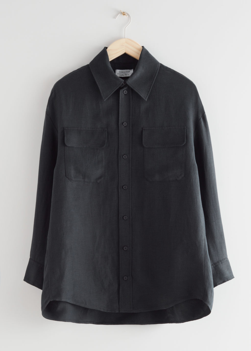 Oversized Linen Blend Shirt - Black - Shirts - & Other Stories - Click Image to Close