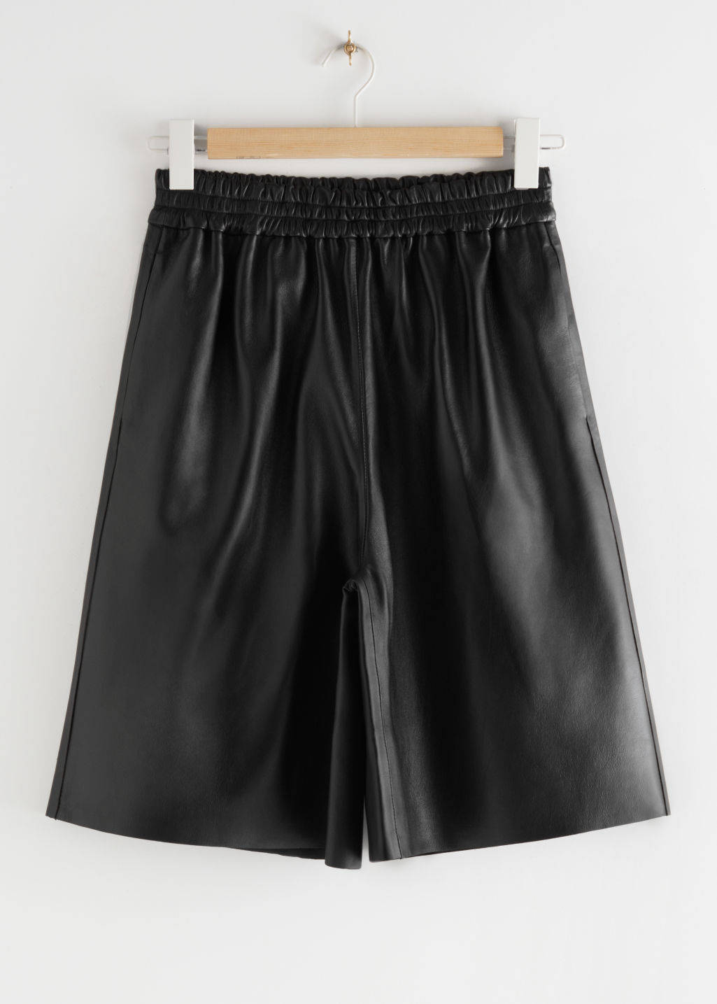 Pull-On Leather Shorts - Black - Shorts - & Other Stories - Click Image to Close