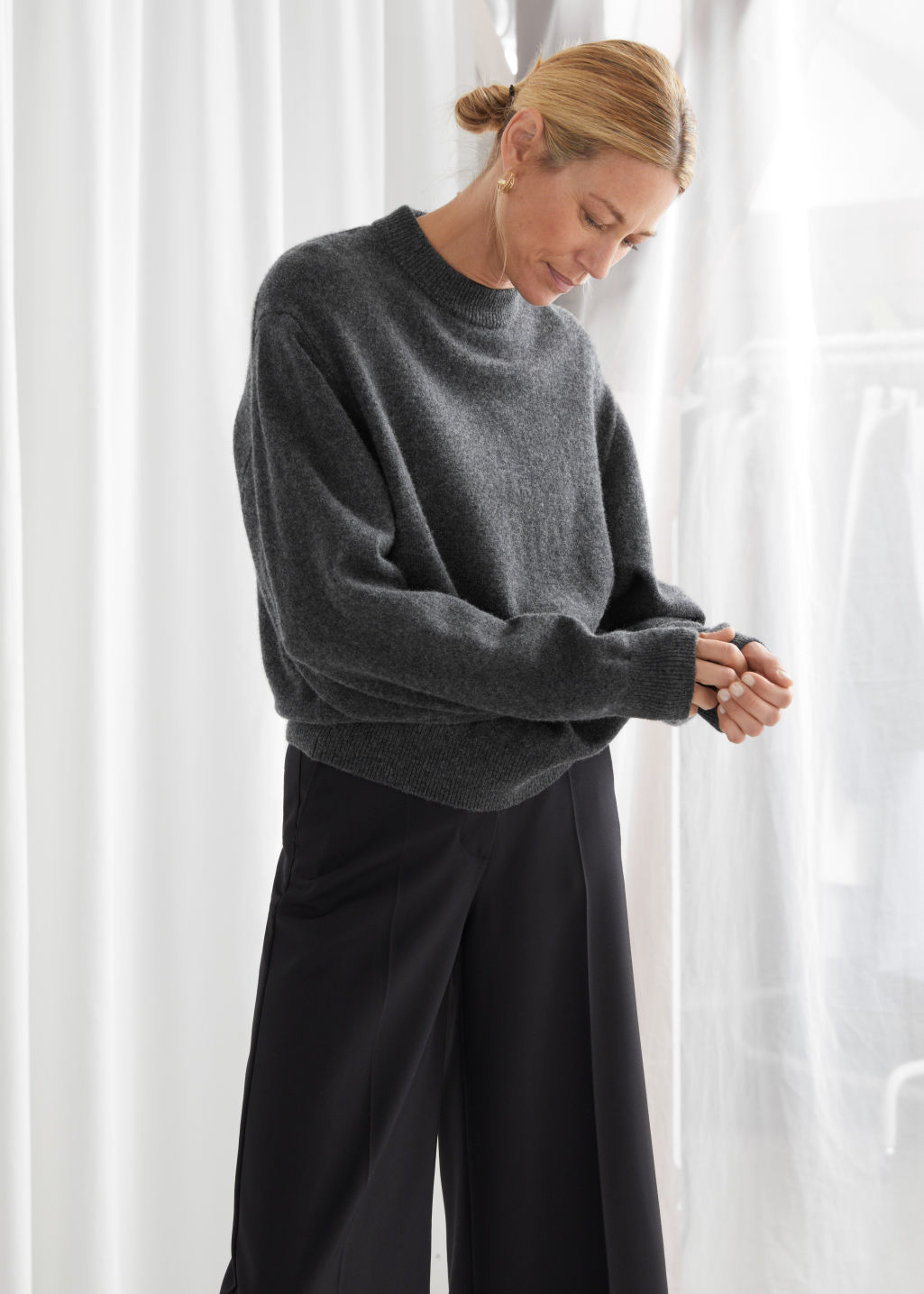 Oversized Wool Knit Jumper - Dark Grey - Sweaters - & Other Stories - Click Image to Close