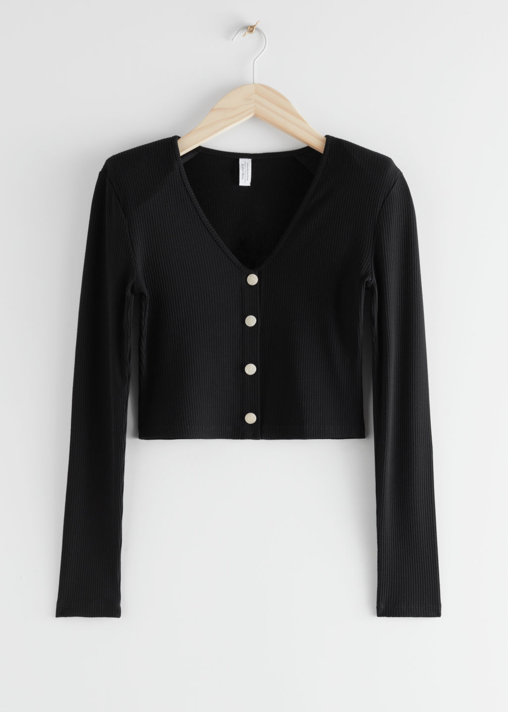 Ribbed Crop Cardigan - Black - Cardigans - & Other Stories