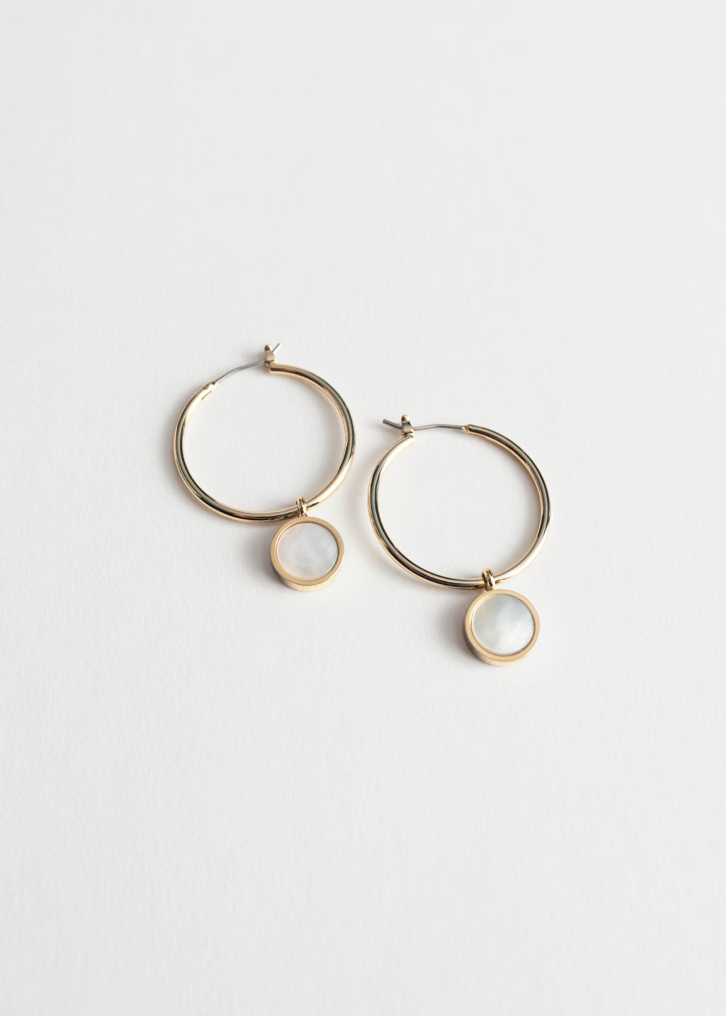 Shell Pendant Hoop Earrings - Gold - Hoops - & Other Stories - Click Image to Close