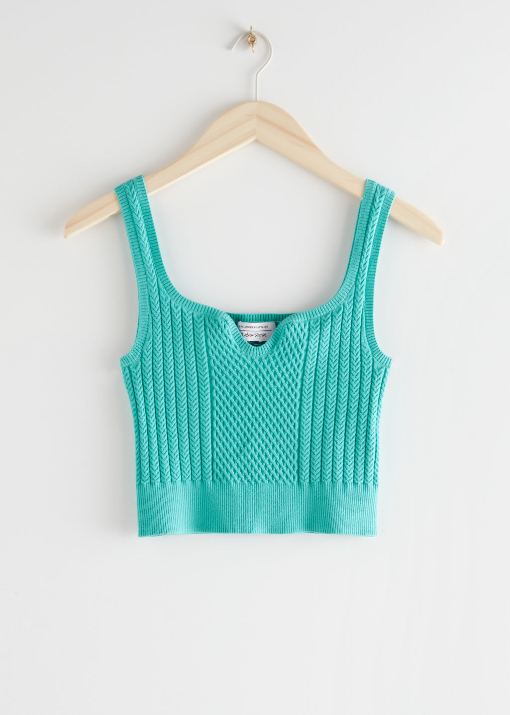 Fitted Cable Knit Top - Turquoise - Tanktops & Camisoles - & Other Stories