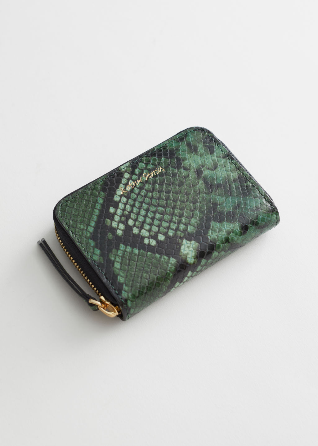 Snake Embossed Leather Wallet - Green Snake - Wallets - & Other Stories