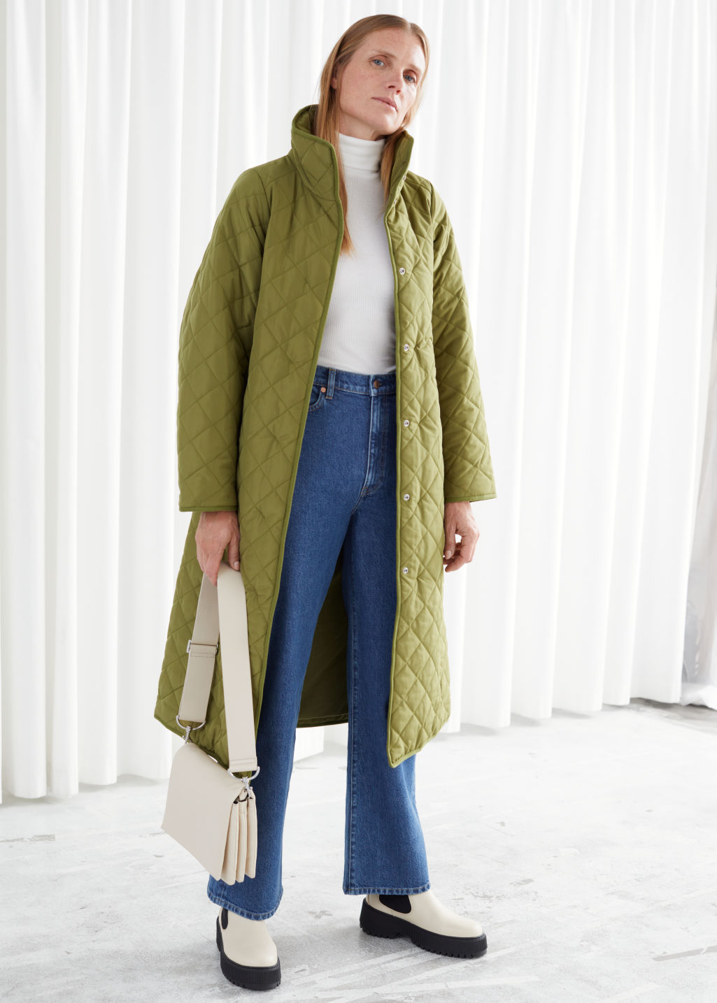 Belted Quilted Coat - Green - Jackets & Coats - & Other Stories