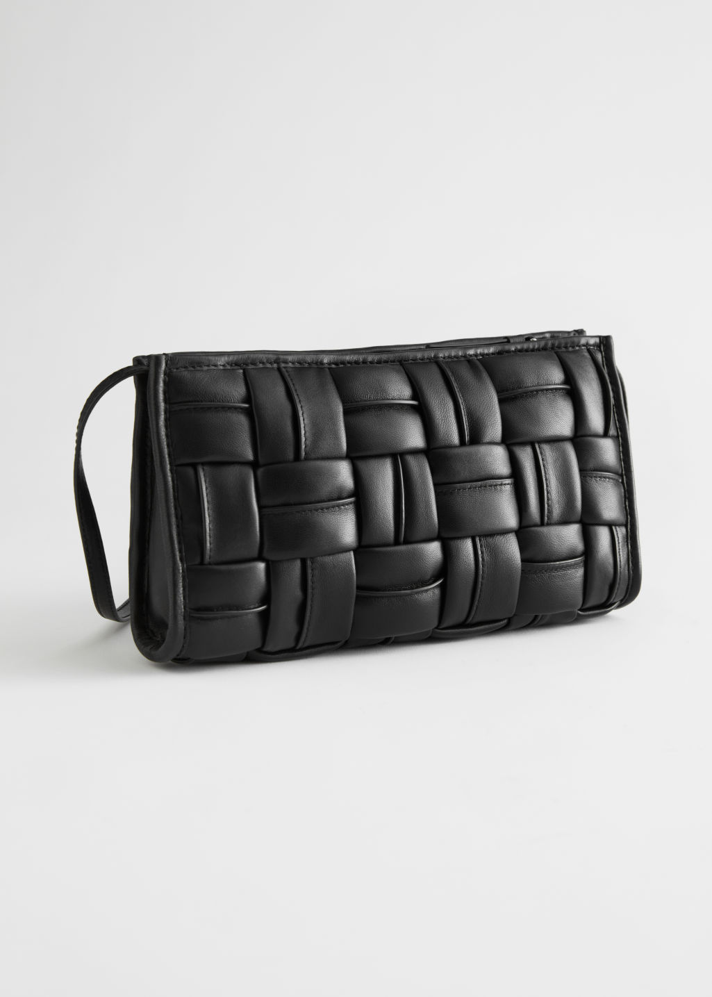 Padded Geometric Leather Shoulder Bag - Black - Shoulderbags - & Other Stories - Click Image to Close