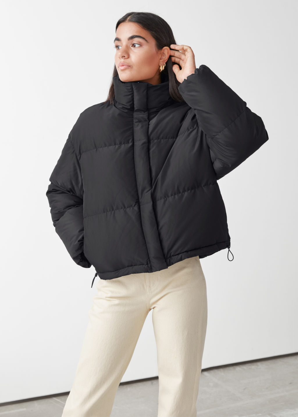 Short Oversized Puffer Jacket - Black - Jackets - & Other Stories - Click Image to Close