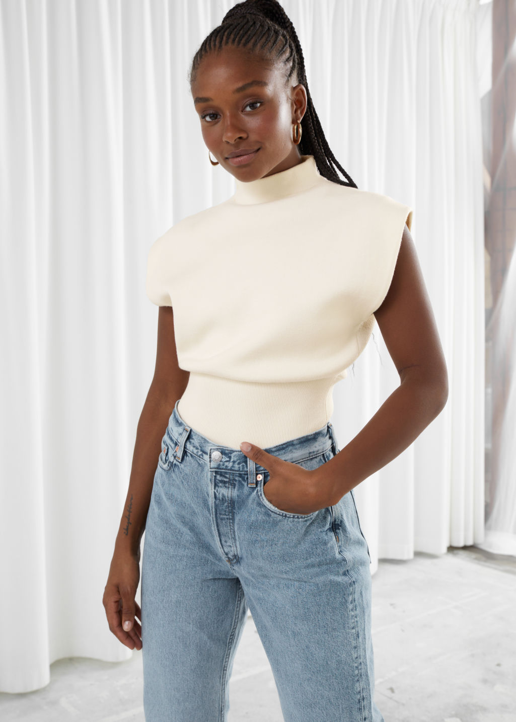 Sculptural Knit Top - White - Tops & T-shirts - & Other Stories