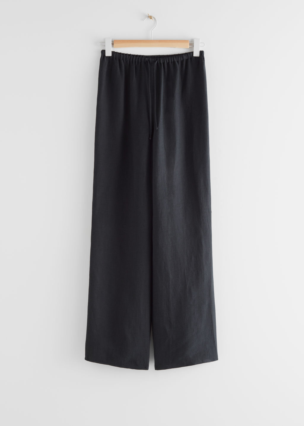 Flared Linen Blend Trousers - Black - Trousers - & Other Stories - Click Image to Close