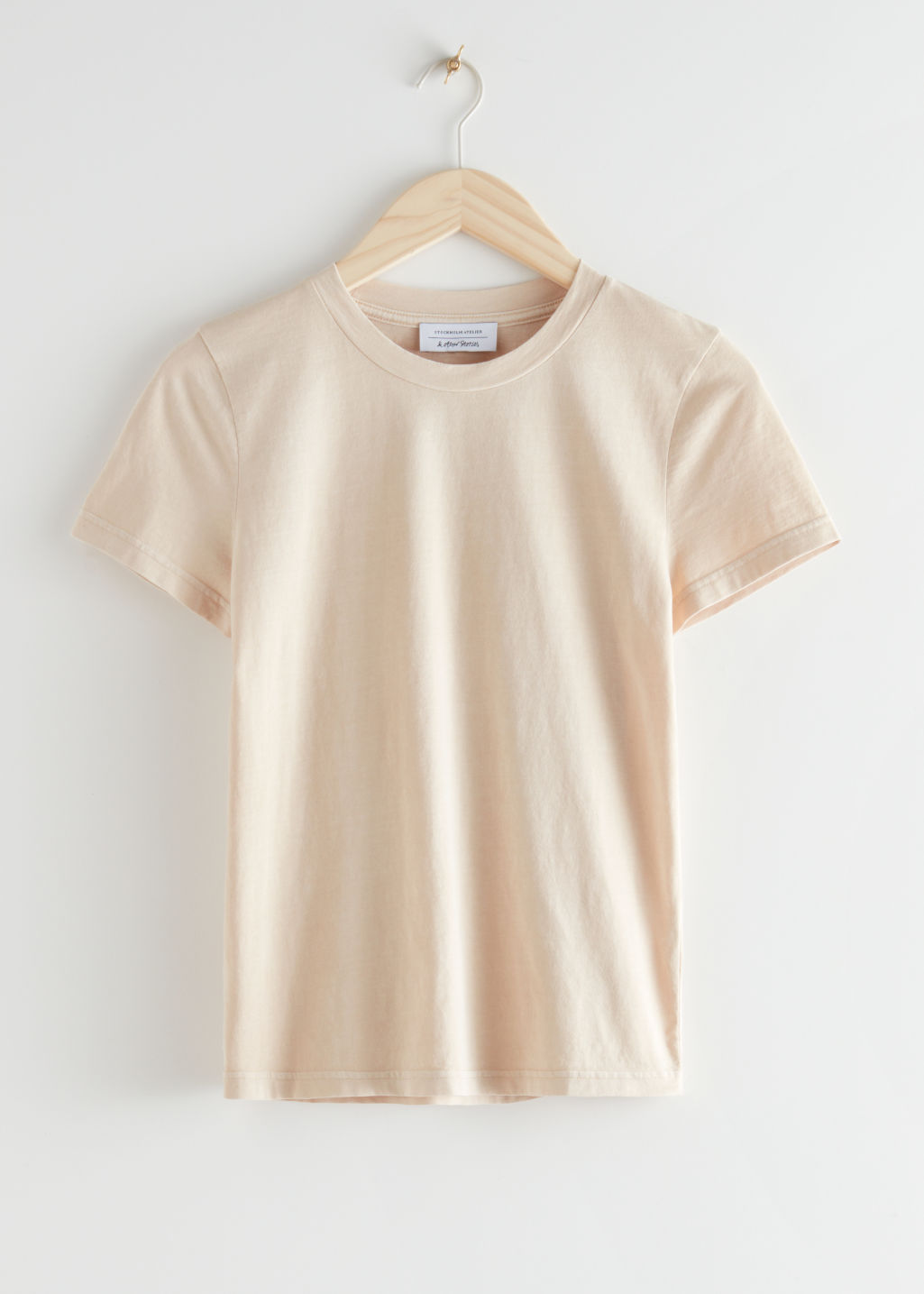 Fitted Organic Cotton T-Shirt - Beige - Tops & T-shirts - & Other Stories - Click Image to Close