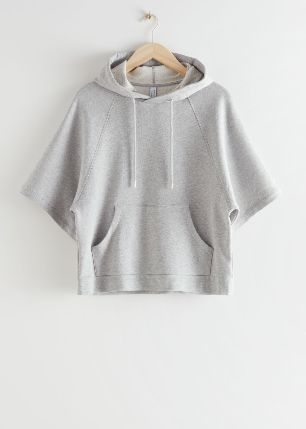 Hooded Raglan Sleeve Top - Grey Melange - Sweatshirts & Hoodies - & Other Stories - Click Image to Close