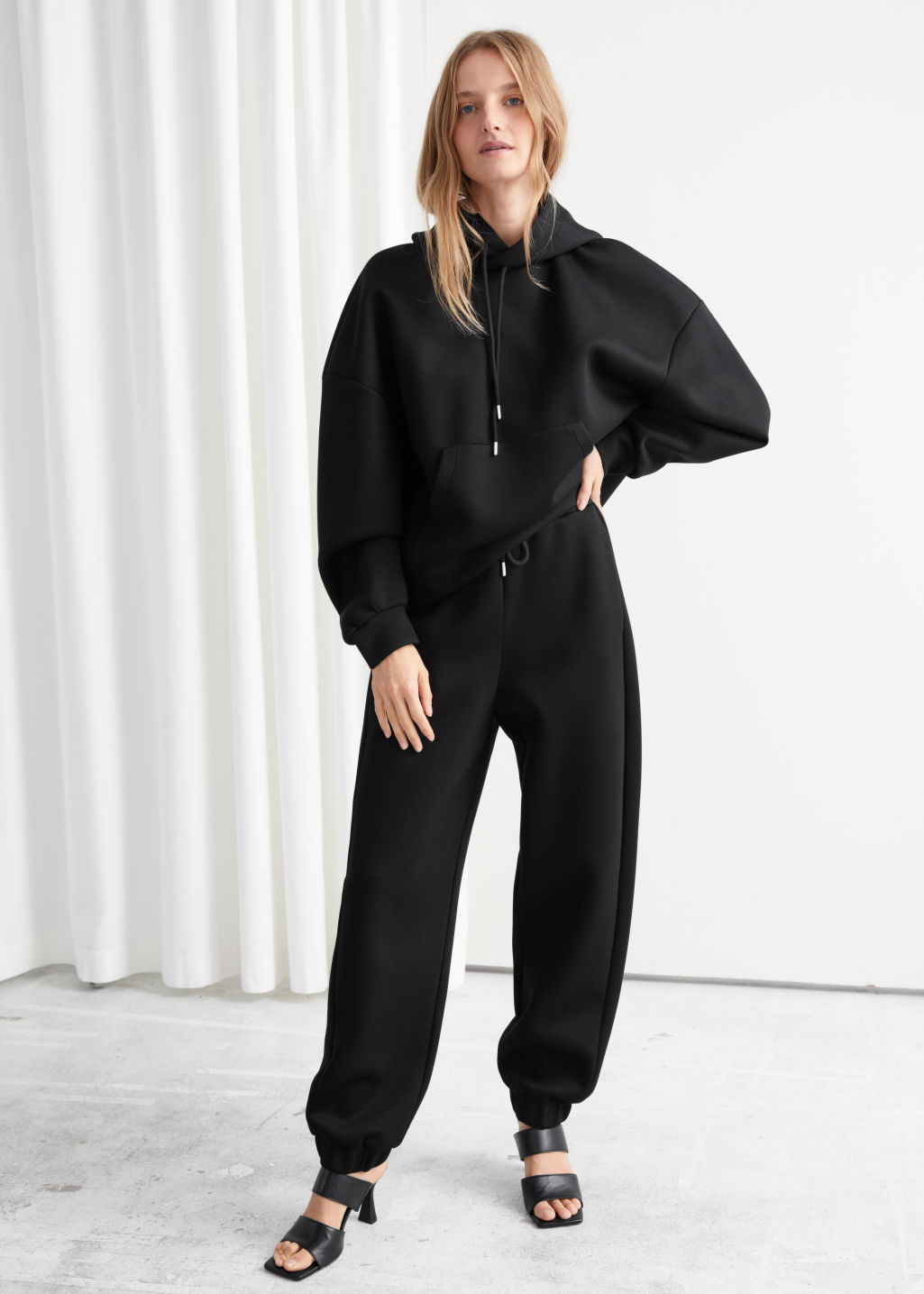 Oversized Scuba Drawstring Trousers - Black - Trousers - & Other Stories