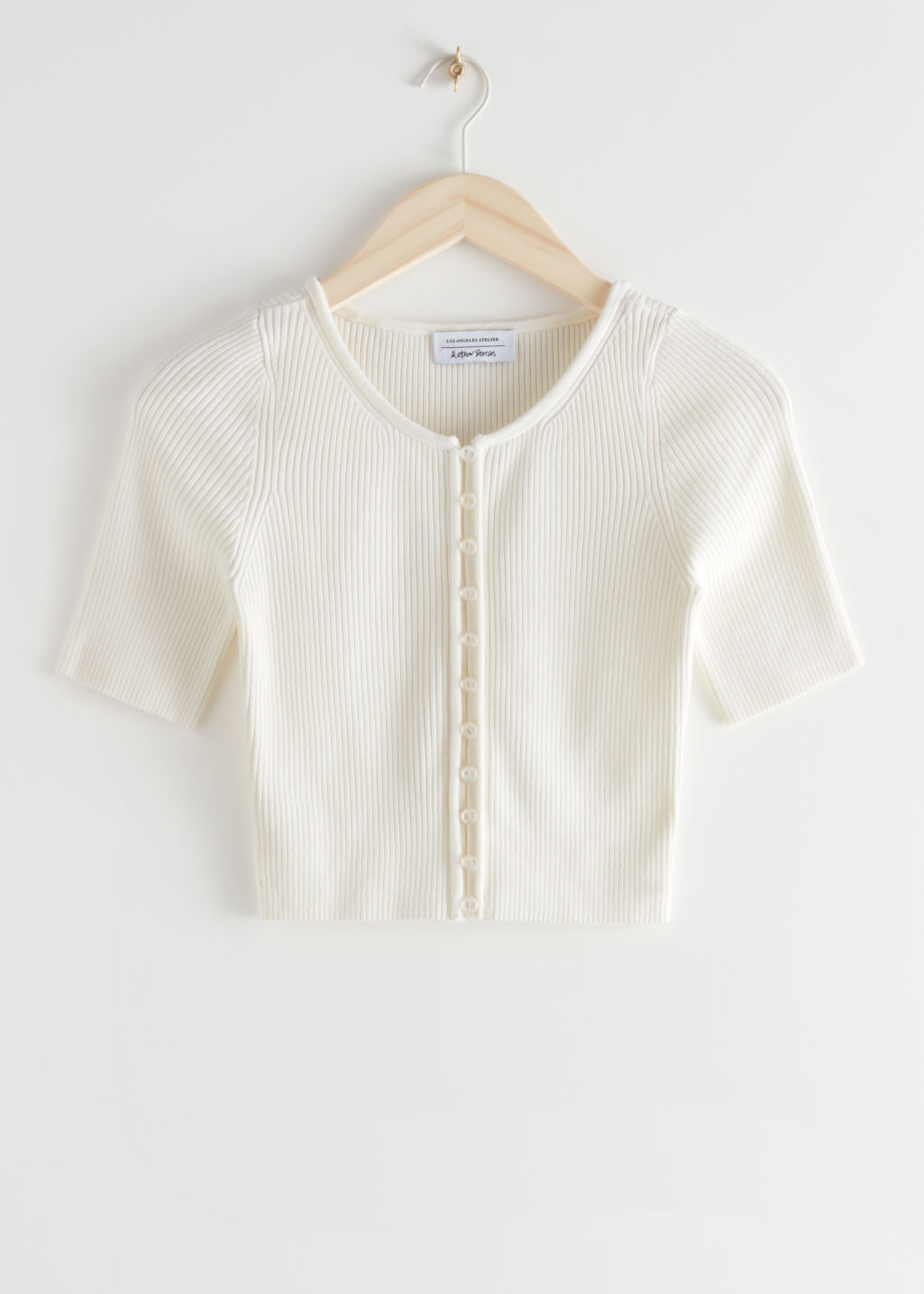 Button Up Ribbed Cardigan - White - Cardigans - & Other Stories