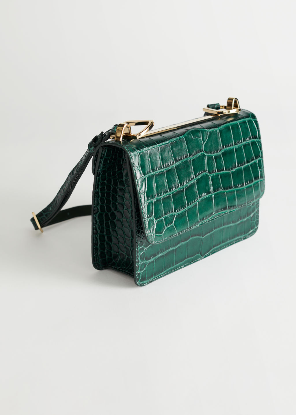 Croc Leather Crossbody Bag - Green - Shoulderbags - & Other Stories - Click Image to Close