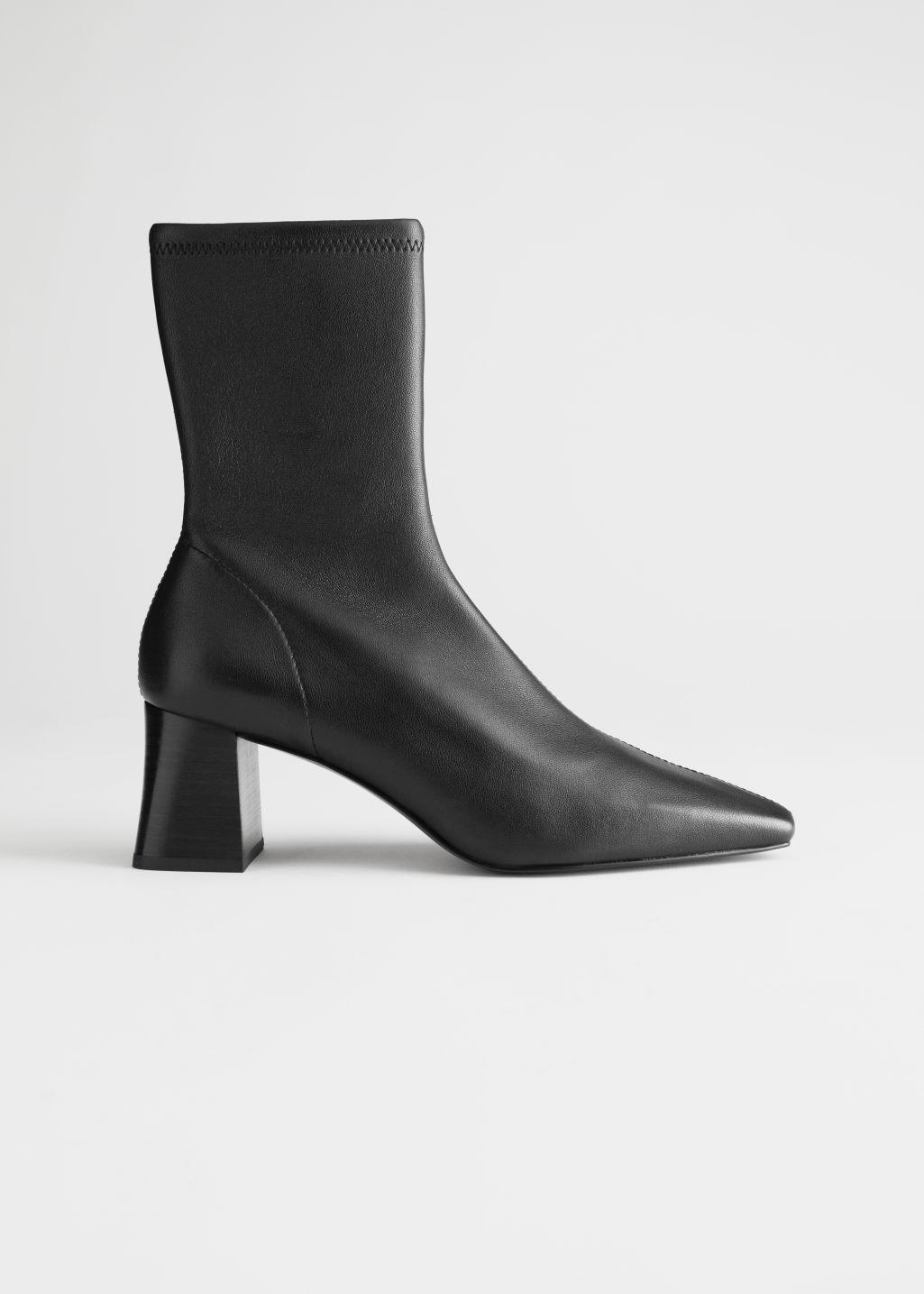 Heeled Leather Sock Boots - Black - Ankleboots - & Other Stories